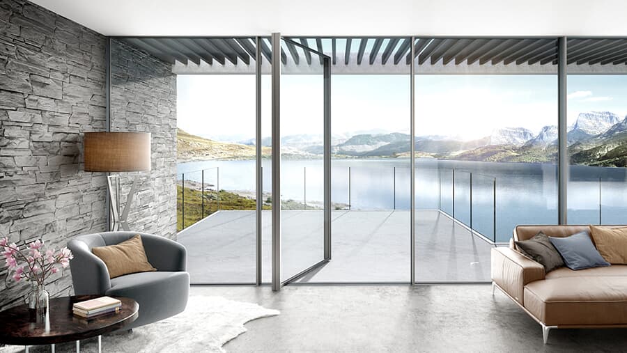 Aluminum glass pivot door