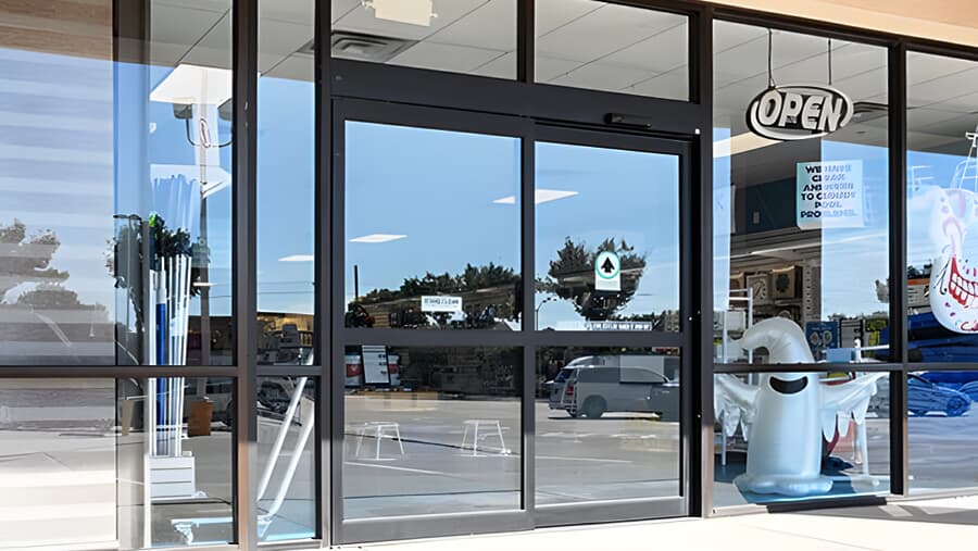 Contemporary automatic sliding aluminum door