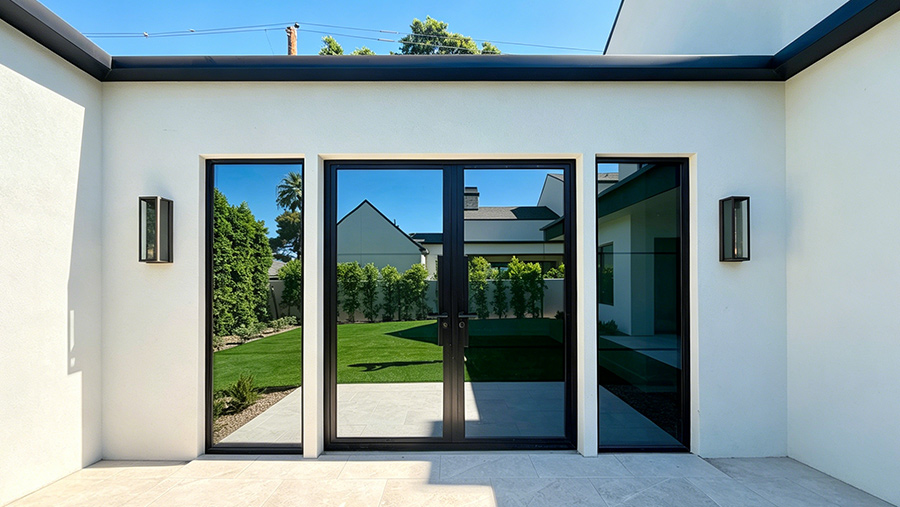 black aluminum French doors