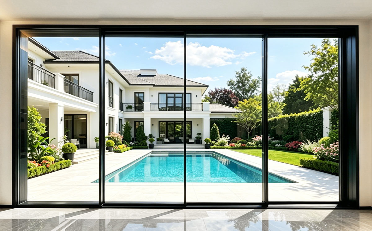 20mm sightline ultra slim sliding door system for villa backyard with swimming pool
